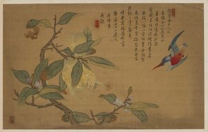 Ptak, owoce i kwiaty, dynastia Qing, 1741.