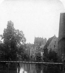 Rzeka Pegnitz, Norymberga, Niemcy, ok. 1900.