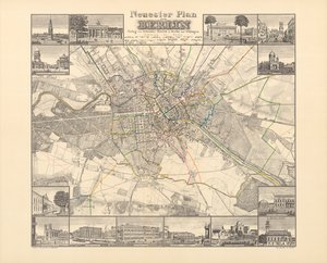 Historyczna mapa Berlina, wydana przez Verlag von Gebrueder Rocca, Berlin 1838