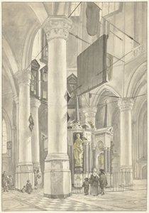 Widok na Nieuwe Kerk w Delft, z pomnikiem nagrobnym Wilhelma Orańskiego