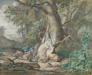 Polowanie martwa natura w lesie, 1784.