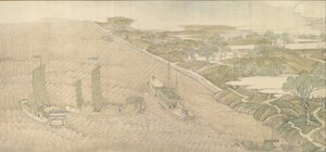 Południowa wizyta inspekcyjna cesarzy Qianlong, zwój czwarty: zbieg rzeki Huai..., 1770. autorstwa Xu Yang