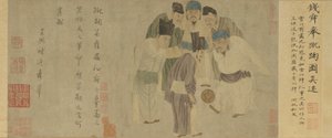 Cuju Scroll (Cesarz Taizu grający w cuju) (kolor na papierze) autorstwa Xuan Qian