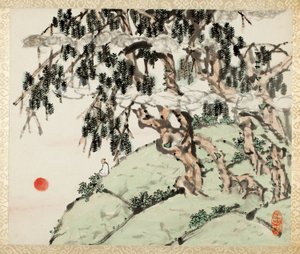 Landscape and Figure, z albumu Landscapes and Calligraphy dla Liu Songfu 山水册页