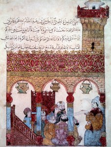 Wędrujący nawigator Abu Zayd (Abu Zayd, Abu Zayd) w meczecie Basra (Basra) -1122) oświecony przez Yahyę Mahmuda al-Wasd al-Wasod ITi (al W autorstwa Yahya ibn Mahmud Al Wasiti