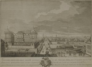 Widok nowo wybudowanych komór naprzeciw bram Aniczkowskich w Sankt Petersburgu, 1753 autorstwa Yakov Vasilyevich Vasilyev
