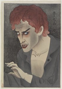 Aktor Morita Kanya XIII (1907-75) jako Jean Valjean, 1921 (kolorowy drzeworyt)