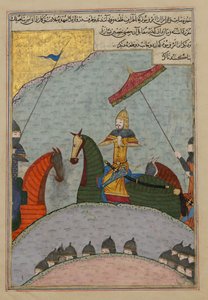 Timur przed bitwą, Folio z rozproszonej kopii Zafarnamy..., A.H. 839AD. 1436. autorstwa Ya