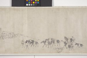 Sto osłów transportujących zboże, zwój ręczny, ok. 1700 r. (atrament na papierze) autorstwa Ye Yin