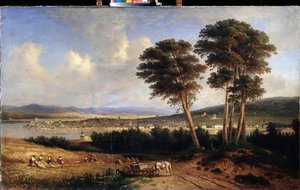 Widok na Irkuck (Syberia, Rosja). (Widok na Irkuck). Obraz Jegora Jegorowicza Meiera (1822-1867), olej na płótnie autorstwa Yegor Yegorovich Meier