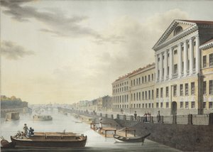 Widok na rzekę Fontankę z mostu Izmailovsky, 1820-1823 autorstwa Yermolai Ivanovich Yesakov