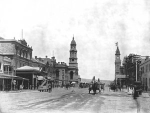 King William Street patrząc na południe, Adelajda, Australia, 1895. autorstwa York and Son