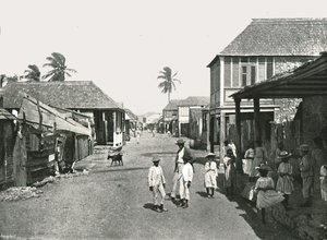 Scena uliczna w Port Royal na Jamajce, 1895.