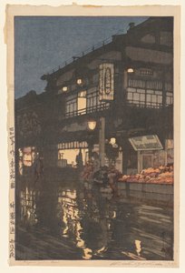 Ulica Kagurazaka po nocnym deszczu autorstwa Yoshida Hiroshi