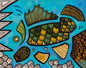 Słodkowodne ryby Walleye, 2023 (olej na płótnie)