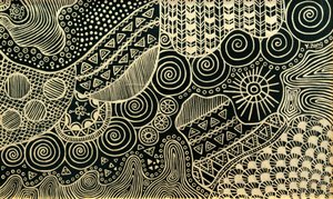 Gold doodle, 2023 (olej na płótnie) autorstwa Yue Zeng