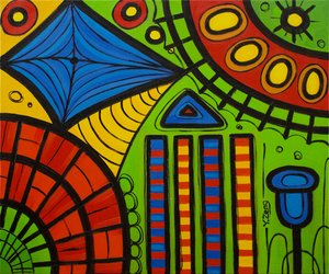 Zielony plac zabaw, 2022 (olej na płótnie) autorstwa Yue Zeng