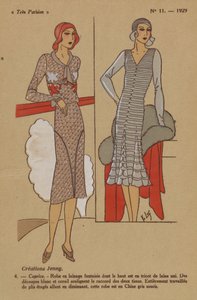 Bardzo paryski, 1929, nr 11: Kreacje Jenny. / 4. - Kaprys. - Wełniana sukienka... autorstwa Y.v. Luq