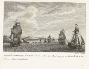 Jan Bart voor de Engelse Kust bij Newcastle, 1692 W listopadzie 1692 Jean-Bart schodzi na wybrzeża Anglii, niedaleko Newcastle, gdzie wkłada kilka wiosek do kontrybucji (tytuł na obiekcie) Kompilacja walk Jean-Barta, szefa skrzydła so