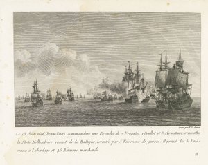 Treffen tussen een vloot onder Jan Bart en een Hollandse vloot, 1696 18 czerwca 1696 r. Jean-Bart dowodzący eskadrą 7 fregat (...) spotyka flotę holenderską znad Bałtyku (tytuł na obiekcie) Zbiór walk Jean-Bart, szefa Esc