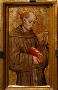 Święty Franciszek z Asyżu (św. Franciszek) Obraz Zanino di Pietro (1389-1448) 1415 Wymiary 14x7 cm Asyż, Muzeum Skarbu Bazyliki San Francesco. Kolegium Perkinsa autorstwa Zanino di Pietro
