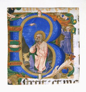 Król Dawid w modlitwie inicjałem B, ca. 1450.