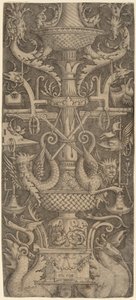Panel ozdobny ze smokami, maskami i narzędziami wojennymi, ok. 1930 r. 1505.