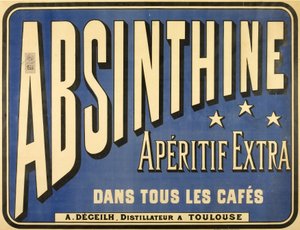 Plakat na dodatkowy aperitif absinthine, we wszystkich kawiarniach autorstwa Frederick (attr. to) Barnard