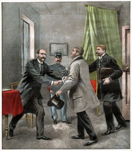 Alfred Dreyfus ze swoimi prawnikami autorstwa . .
