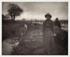 Rolnictwo, zbieranie „Poling The Marsh Hay” (transport du foin des marais) autorstwa John Pardon
