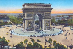 Łuk Triumfalny, z „Souvenirs De Paris – Zabytki widziane w kolorach” (kolor lito) autorstwa Hippolyte Lalaise Devéria
