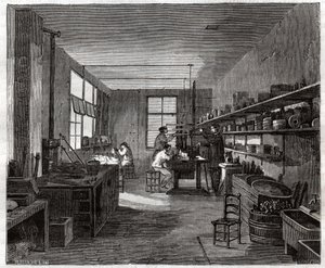 Atelier de galvanoplastie. Warsztat galwaniczny. autorstwa Frederick (attr. to) Barnard