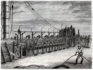 Telegrafia kablowa sous marin. Telegraficzny kabel podmorski. autorstwa Frederick (attr. to) Barnard