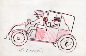Samochód z kierowcą. ok. 1910 (rysunek) autorstwa . .