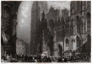Cathedrale de Rouen, ok. 1850 (rycina) autorstwa . .