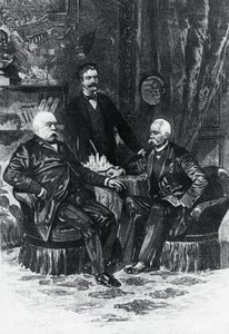 Konferencja Otto von Bismarcka (1815-1898) i Francesco Crispi (1819-1901) we Friedrichsruhe, październik 1887, Niemcy autorstwa William Walcutt