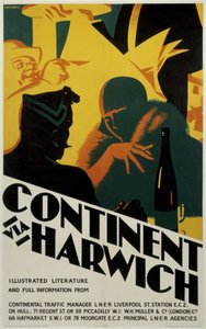 Kontynent przez Harwich, plakat LNER autorstwa Ferdinand Georg Waldmuller