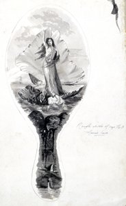 Projekt lustrzanego odwrocia przedstawiającego Wenus w jej muszli, ok. 1870-1875 autorstwa Frederick (attr. to) Barnard