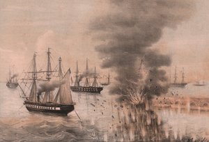 Wybuch latarni Ancona na brzegu morza, oblężenie Ancona autorstwa William Walcutt