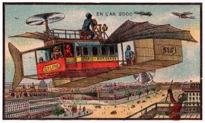 Latający autobus w Paryżu, ok.1910 autorstwa . .