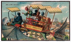 Latający autobus w Paryżu, ok.1910 autorstwa . .
