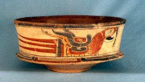 Naczynie grobowe znalezione w grobowcu 5 Balamku, okres wczesnego klasycyzmu (300-600 ne) (terakota) autorstwa Hippolyte Lalaise Devéria
