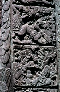 Hieroglify na Steli D w Quirigua, Izabal, Gwatemala, okres późnego klasyku, ok. 600-900 ne (zdjęcie) autorstwa Hippolyte Lalaise Devéria