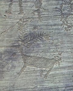 Włochy, Lombardia, dolina camonica, petroglify na skale