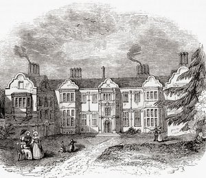 Ladye Place, Hurley, Berkshire, Anglia, widziana tutaj na początku XIX wieku. autorstwa . .