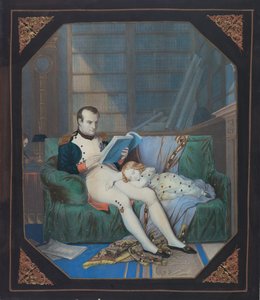 Napoleon w swoim gabinecie z królem Rzymu, ok. 1860 (litografia) autorstwa . .