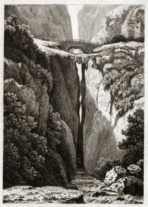 Naturalne mosty Icononzo, Kolumbia. ok. 1840 (Grawerowanie) autorstwa . .