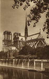 Paryż: Katedra Notre Dame (zdjęcie czarno-białe) autorstwa . .
