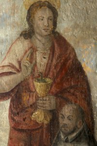 Kościół parafialny (Kościół Parafialny NMP). Wnętrze. Chór. Malowanie ścian. autorstwa . .
