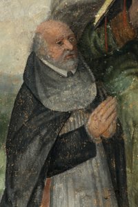 Kościół parafialny (Kościół Parafialny Matki Bożej). Wnętrze. Chór. Malowanie ścian. autorstwa . .